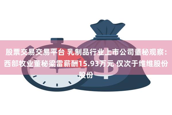股票交易交易平台 乳制品行业上市公司董秘观察：西部牧业董秘梁雷薪酬15.93万元 仅次于维维股份